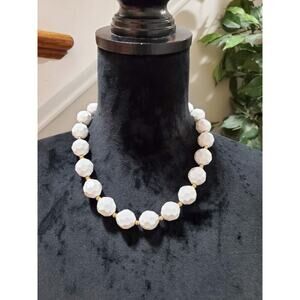 Gabi Women's White Beaded Statement Stylish Necklace